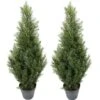 TWO Pre-potted 3' Artificial Cedar Topiary Outdoor Indoor Tree -Green Leaf Store 516O2Ffqs6L