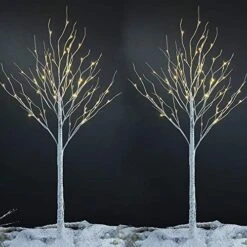 LIGHTSHARE 4 Feet 6 Feet And 8 Feet Birch Tree,Warm White, For Home,Pack Of 3, Festival, Party, And Christmas Decoration, Indoor And Outdoor Use -Green Leaf Store 516UfbPX0qL. AC