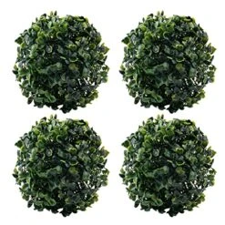 Framendino, 4 Pack 6 Inch Artificial Plant Topiary Ball Faux Boxwood Green Round Hanging Balls For Home Decor