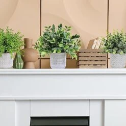 Set Of 3 Assorted Small Potted Plants Fake Eucalyptus And Rosemary Plants In Gray Geometric Concrete Ceramic Pots For Gifts Home Kitchen Office Shelf Table Desk Modern Indoor Outdoor Greenery Decor 10 Set Of 3 Assorted Small Potted Plants Fake Eucalyptus And Rosemary Plants In Gray Geometric Concrete Ceramic Pots For Gifts Home Kitchen Office Shelf Table Desk Modern Indoor Outdoor Greenery Decor -Green Leaf Store 516WckfSR8L