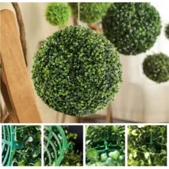 Coregreen Artificial Topiary Ball 2pcs 10in Fake Boxwood Plant Decorative Balls Faux Plants Garden Spheres Indoor Outdoor Front Porch Decor Home Wedding Birthday Christmas Party Decor (10in) -Green Leaf Store 516Xvk2qLHL