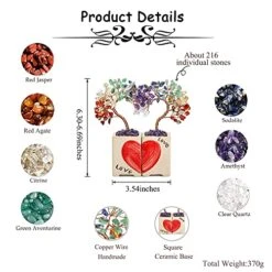 Memolome 7 Chakra Healing Crystal Heart Money Tree Reiki Quartz Gemstone Bonsai Handmade Crystal Figurine Feng Shui Tree Ornament Good Luck Wealth Home Office Desk Decor 2Pcs Set -Green Leaf Store 5178ddke3TL