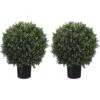 Silk Tree Warehouse Company Inc Two 2 Foot Outdoor Artificial Boxwood Ball Topiary Bushes Potted Plants 16 Inches Wide -Green Leaf Store 517KoyqvhJL