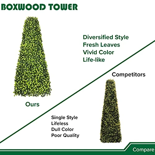 Shecraft Topiary Trees Artificial Outdoor Highly Realistic Decorative Buxus Tower, Topiary UV Resistant Fake Tree For Home Garden/Indoor & Outdoor Use 1 Pack 5 Shecraft Topiary Trees Artificial Outdoor Highly Realistic Decorative Buxus Tower, Topiary UV Resistant Fake Tree For Home Garden/Indoor & Outdoor Use 1 Pack - Image 5