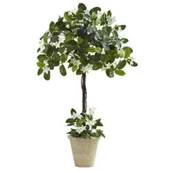 Nearly Natural Stephanotis Topiary With Planter, 3'