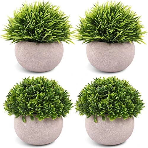 CEWOR 4 Packs Artificial Potted Plants Bathroom Fake Shelf Plant Office Table Decor Mini Green Faux Topiary Kitchen Cabinet Farmhouse Decorations 1 CEWOR 4 Packs Artificial Potted Plants Bathroom Fake Shelf Plant Office Table Decor Mini Green Faux Topiary Kitchen Cabinet Farmhouse Decorations