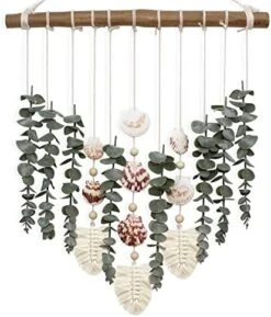 Boho Wall Decor Artificial Eucalyptus Greenery Wall Hanging Bathroom Decor Fake Eucalyptus Plants Leaves With Seashell On Stick Rustic Farmhouse Natural Home Decorations For Bedroom Nursery Kitchen 8 Boho Wall Decor Artificial Eucalyptus Greenery Wall Hanging Bathroom Decor Fake Eucalyptus Plants Leaves With Seashell On Stick Rustic Farmhouse Natural Home Decorations For Bedroom Nursery Kitchen -Green Leaf Store 518pIvtdIL. AC