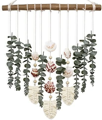 Boho Wall Decor Artificial Eucalyptus Greenery Wall Hanging Bathroom Decor Fake Eucalyptus Plants Leaves With Seashell On Stick Rustic Farmhouse Natural Home Decorations For Bedroom Nursery Kitchen 4 Boho Wall Decor Artificial Eucalyptus Greenery Wall Hanging Bathroom Decor Fake Eucalyptus Plants Leaves With Seashell On Stick Rustic Farmhouse Natural Home Decorations For Bedroom Nursery Kitchen - Image 4