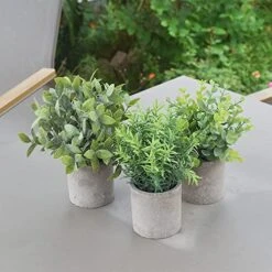 HomEdge Artificial Mini Potted Eucalyptus, 3 Packs Artificial Plastic Plant Greenery With Pot For Home, Office Desk Decoration 13 HomEdge Artificial Mini Potted Eucalyptus, 3 Packs Artificial Plastic Plant Greenery With Pot For Home, Office Desk Decoration -Green Leaf Store 5193P5VLGJL