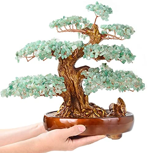 KALIFANO Natural Aventurine (1,251 Gemstone Count) Chakra Crystal Tree With Healing Properties - Bonsai Feng Shui Money Tree For Luck And Intelligence - 14" 1 KALIFANO Natural Aventurine (1,251 Gemstone Count) Chakra Crystal Tree With Healing Properties - Bonsai Feng Shui Money Tree For Luck And Intelligence - 14"