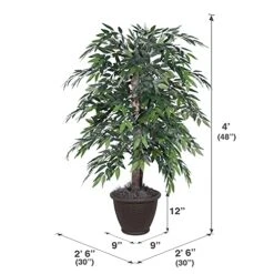 Vickerman 4' Artificial Green Smilax Bush, Brown Plastic Container. -Green Leaf Store 519hb2wkB1L