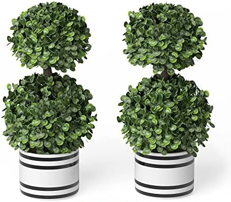 Barnyard Designs Set Of 2 (12.5") Artificial Boxwood Topiary Potted Plant Decorations, Mini Faux Fake Plant Greenery Arrangements In Pots For Office Desk Or Home Decor, 5.5" X 12.5" 6 Barnyard Designs Set Of 2 (12.5") Artificial Boxwood Topiary Potted Plant Decorations, Mini Faux Fake Plant Greenery Arrangements In Pots For Office Desk Or Home Decor, 5.5" X 12.5" - Image 6