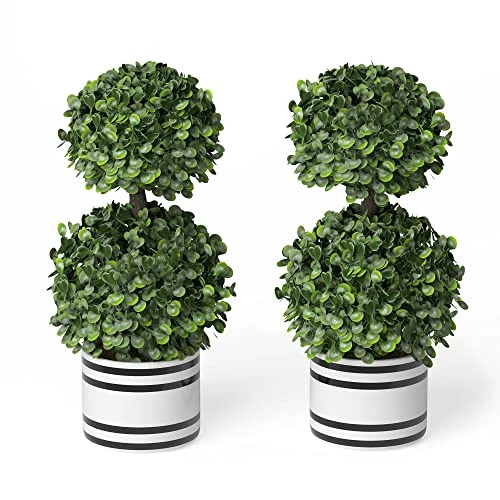 Barnyard Designs Set Of 2 (12.5") Artificial Boxwood Topiary Potted Plant Decorations, Mini Faux Fake Plant Greenery Arrangements In Pots For Office Desk Or Home Decor, 5.5" X 12.5" 1 Barnyard Designs Set Of 2 (12.5") Artificial Boxwood Topiary Potted Plant Decorations, Mini Faux Fake Plant Greenery Arrangements In Pots For Office Desk Or Home Decor, 5.5" X 12.5"