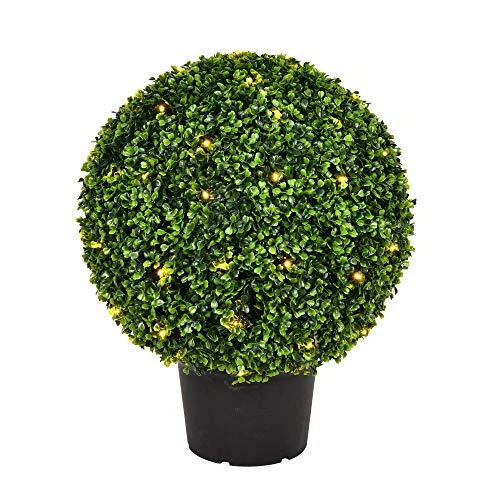 Vickerman Everyday 20 Inch Artificial Pre-Lit Boxwood Topiary Ball - UV Resistant Indoor Outdoor - Potted Natural Green - Home Patio Tabletop Faux Bush Decoration 1 Vickerman Everyday 20 Inch Artificial Pre-Lit Boxwood Topiary Ball - UV Resistant Indoor Outdoor - Potted Natural Green - Home Patio Tabletop Faux Bush Decoration