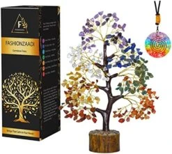 FASHIONZAADI Seven Chakra Tree - Crystal Gifts - Crystal Tree Of Life - Tree Of Life Decor - Gem Tree - Luck Crystal - Tree Of Life Chakra Stones - Crystal Bonsai Tree - Crystal For Desk - Money Tree -Green Leaf Store 51AOmyW6WzL. AC
