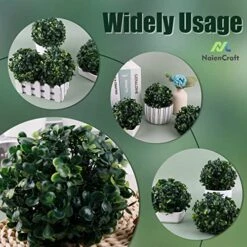 NaienCraft, Pack Of 6 Artificial Plant Topiary Ball Faux Boxwood Decorative Balls For Home Wedding Hanging Decor -Green Leaf Store 51B0suRjMUL