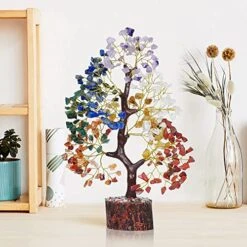 YATSKIA Seven Chakra Tree Of Life - Crystal Tree For Positive Energy - Tree Of Life Decor - Feng Shui Decor - Spiritual Gifts - 7 Chakra Tree, Money Tree - Stone Tree - Home Decor - Crystal Decor -Green Leaf Store 51BETOzNFvL