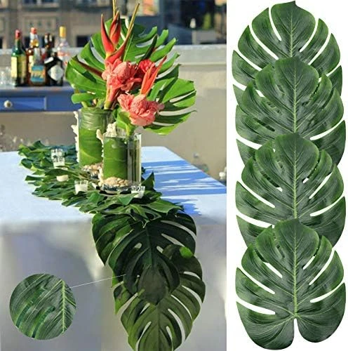 AerWo 14" Artificial Tropical Palm Leaves, Safari Birthday Decorations Extra Large Faux Leaf Jungle Hawaiian Party Decorations With Luau Beach Theme Decorations For Table Decoration Accessories, 48pcs 5 AerWo 14" Artificial Tropical Palm Leaves, Safari Birthday Decorations Extra Large Faux Leaf Jungle Hawaiian Party Decorations With Luau Beach Theme Decorations For Table Decoration Accessories, 48pcs - Image 5