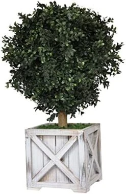 Tin Roof Interiors 24" Tall Artificial Boxwood Shrubs (2), Includes Galvanized Metal Pot, Outdoor Ready, Natural Looking Fake Potted Shrubs -Green Leaf Store 51BjPyouUkL. AC