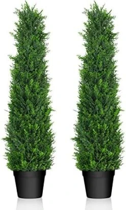 Horjamy 3 Foot Artificial Spiral Boxwood Topiary Trees In Black Ceramic Pot For Indoor And Outdoor Porch Decor(2 Pack) -Green Leaf Store 51BngBtdqML. AC