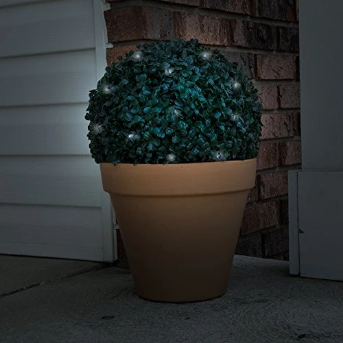 Pure Garden 50-128 Solar Powered LED Artificial Topiary Ball-Decorative Pre-lit Faux Boxwood With Rechargeable Battery-Outdoor Lawn And Garden Decor 3 Pure Garden 50-128 Solar Powered LED Artificial Topiary Ball-Decorative Pre-lit Faux Boxwood With Rechargeable Battery-Outdoor Lawn And Garden Decor - Image 3