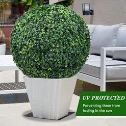 4 Pcs Artificial Plant Topiary Balls 2 Pcs 18.9 Inch And 2 Pcs 13.7 Inch Faux Boxwood Decorative Balls Round Greenery Spheres For Indoor Outdoor Backyard Balcony Garden Patios Wedding Home Decor -Green Leaf Store 51DFnuB0AhL