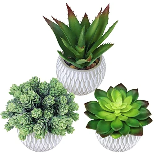 Set Of 3 Small Potted Succulents Plants Artificial Aloe Hops Succulents In Gray Concrete Ceramic Planter Geometry Pattern For Party Favor Gift Windowsill Tabletop Shelf Indoor Outdoor Greenery Decor 2 Set Of 3 Small Potted Succulents Plants Artificial Aloe Hops Succulents In Gray Concrete Ceramic Planter Geometry Pattern For Party Favor Gift Windowsill Tabletop Shelf Indoor Outdoor Greenery Decor - Image 2