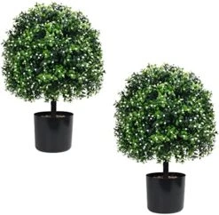 UNADRA 23” T 13” D Set Of 2 Artificial Topiary Ball Tree, Bush Potted Plant UV Resistance, Artificial Potted Shrubs For Indoor Outdoor Home Garden Decor -Green Leaf Store 51DJhv1CT9L. AC
