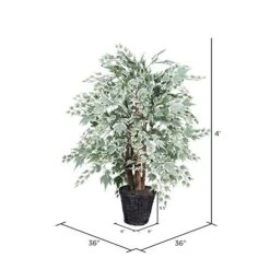 Vickerman Everyday 4' Artificial Silver Maple Extra Full Bush In A Rattan Basket - Realistic Indoor Greenery Decor - Faux Potted Decoration For Home Or Office Accent -Green Leaf Store 51DQIGJqTzL