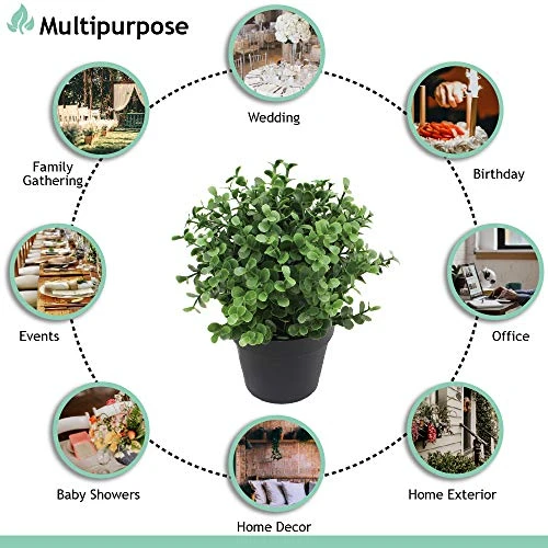 SunnyRoyal Artificial Mini Pant Potted Topiary Fake Buxus Boxwood Plants In Pot For Home/Indoor/Outdoor Décor 1 Pack 4 SunnyRoyal Artificial Mini Pant Potted Topiary Fake Buxus Boxwood Plants In Pot For Home/Indoor/Outdoor Décor 1 Pack - Image 4