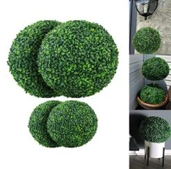 MYOYAY 4Pcs Artificial Topiary Ball 19 Inch And 9 Inch Outdoors 4 Layers Plant Topiary Ball Faux Boxwood Balls For Indoor Backyard Garden Wedding Décor