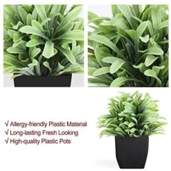 LELEE 8pcs Artificial Potted Plants Mini Fake Potted Plants, Small Eucalyptus Potted Faux Decorative Grass Plant With Black Pot For Home Decor, Indoor, Office, Desk, Table, Shelf Decoration -Green Leaf Store 51DpHCYOPqL