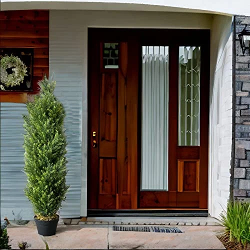 I.C.ELAINE 5 Foot Topiary Trees Artificial Outdoor 2 Pack Large Cedar Pine Fake Plants UV Rated 5ft Faux Topiary Bushes And Shrubs Set Of 2 For Home Indoor Front Porch Patio Decor 3 I.C.ELAINE 5 Foot Topiary Trees Artificial Outdoor 2 Pack Large Cedar Pine Fake Plants UV Rated 5ft Faux Topiary Bushes And Shrubs Set Of 2 For Home Indoor Front Porch Patio Decor - Image 3