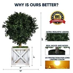 Tin Roof Interiors 24" Tall Artificial Boxwood Shrubs (2), Includes Galvanized Metal Pot, Outdoor Ready, Natural Looking Fake Potted Shrubs -Green Leaf Store 51E2KJHbnnL