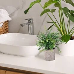 CEWOR 2 Pack Artificial Plants Mini Potted Plants Fake Bamboo Leaves Faux Rosemary Small House Plants For Home Office Desk Room Decor 8 CEWOR 2 Pack Artificial Plants Mini Potted Plants Fake Bamboo Leaves Faux Rosemary Small House Plants For Home Office Desk Room Decor -Green Leaf Store 51E9RFUxqyL