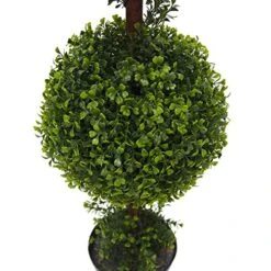 Vickerman Everyday 3 Foot Tall Artificial Boxwood Topiary Double Ball Tree - UV Resistant Indoor Outdoor - Potted Natural Green - Home Patio Faux Decor
