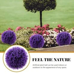 VOSAREA Artificial Topiary Plant Ball Eucalyptus Leaf Decorative Ball Decorative Topiary Balls For Garden Backyard Balcony Wedding (Purple) 11 VOSAREA Artificial Topiary Plant Ball Eucalyptus Leaf Decorative Ball Decorative Topiary Balls For Garden Backyard Balcony Wedding (Purple) -Green Leaf Store 51EDhW9lI4L