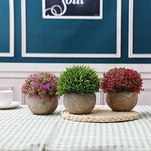 T4U Plastic Artificial Plants Fake Plants With Pots Decorative Colorful Lifelike Flower For Home/Office Decor Pack Of 3 3 T4U Plastic Artificial Plants Fake Plants With Pots Decorative Colorful Lifelike Flower For Home/Office Decor Pack Of 3 - Image 3