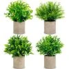 CEWOR Artificial Potted Plants, Mini Fake Plant Greenery Decoration For Barhroom Shelf Home Office Desk Table Indoor Decor, 4 Pack -Green Leaf Store 51ESXR5a7OL