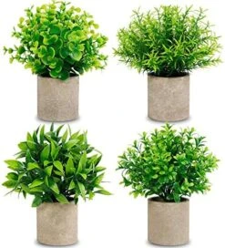 CEWOR Artificial Potted Plants, Mini Fake Plant Greenery Decoration For Barhroom Shelf Home Office Desk Table Indoor Decor, 4 Pack 12 CEWOR Artificial Potted Plants, Mini Fake Plant Greenery Decoration For Barhroom Shelf Home Office Desk Table Indoor Decor, 4 Pack -Green Leaf Store 51ESXR5a7OL. AC