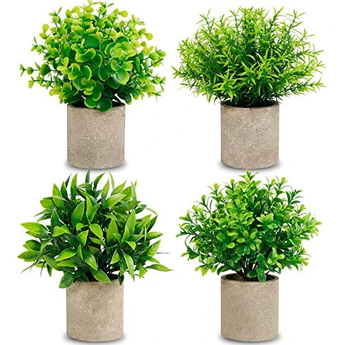CEWOR Artificial Potted Plants, Mini Fake Plant Greenery Decoration For Barhroom Shelf Home Office Desk Table Indoor Decor, 4 Pack 1 CEWOR Artificial Potted Plants, Mini Fake Plant Greenery Decoration For Barhroom Shelf Home Office Desk Table Indoor Decor, 4 Pack