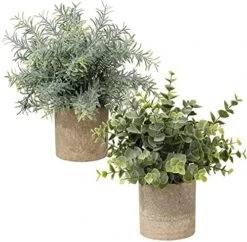 Briful Artificial Potted Plants Set Of 3 Small Faux Plant Eucalyptus Mini Fake Plant Decor For Home Table Office Room Desk Bathroom Shelf Kitchen Rustic Farmhouse Mantel Decoration -Green Leaf Store 51EceCvavtL. AC