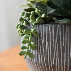FAVRD Artificial Succulents In Cement Pot Environmentally Conscious Partly Recycled Fake Plants Artificial Plants Indoor Home Office Decor Desk Faux Plants, 8.5 X 8.5 X 8.75 Inches, Green, (10181-A) -Green Leaf Store 51F8WofePKS