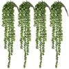 CEWOR 4pcs Artificial Succulents Hanging Plants Fake String Of Pearls For Wall Home Garden Decor (24 Inches Each Length)