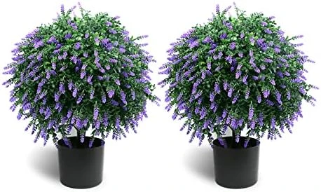 Sunnyglade 21.6” Tall Artificial Lavender Topiary Ball Tree Set Of 2 Pack Potted Bushes UV Resistant Potted Plants For Indoor Outdoor Home Garden(Purple) 7 Sunnyglade 21.6” Tall Artificial Lavender Topiary Ball Tree Set Of 2 Pack Potted Bushes UV Resistant Potted Plants For Indoor Outdoor Home Garden(Purple) - Image 7