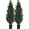 Momoplant Artificial Topiary Cedar Outdoor - 【 2 Pack 】 47 Inch Faux Topiary Boxwood Tree 4Ft Fake Greenery Plant With Black Pot For Home Office Decor -Green Leaf Store 51FKwosqY8L