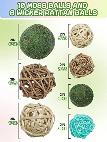 10Pack Decorative Faux Dried Moss Balls And 8Pack Wicker Rattan Balls- Artificial Green Plant Mossy Wicker Rattan Cord Balls Set For Summer Vase Dough Bowl Filler Home Garden Party Wedding Display 2 10Pack Decorative Faux Dried Moss Balls And 8Pack Wicker Rattan Balls- Artificial Green Plant Mossy Wicker Rattan Cord Balls Set For Summer Vase Dough Bowl Filler Home Garden Party Wedding Display - Image 2