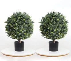Momoplant （1.8FT- 22Inches ） Artificial Topiaries Trees For Outdoors Set Of 2 Potted Bushes Home Decor Artificial Topiariy Trees For Front Porch