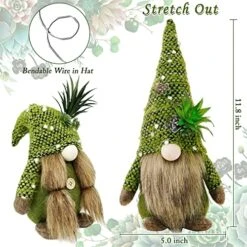 ZTML MS Succulents Air Plants Gnomes, 2Pcs Mr And Mrs Handmade Green Plants Gnomes Plush With Slender Leaves For Plant Stand Indoor Decor, Swedish Plush For Summer Living Room Office Desk Decor -Green Leaf Store 51GKoKSnjZL