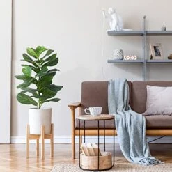 MOSADE Artificial Fiddle Leaf Fig Tree 37" Fake Potted Ficus Lyrata Plant With Handmade Seagrass Basket, Perfect Faux Plants Home Décor For Indoor Outdoor Office Porch Balcony Bedroom Bathroom Gift -Green Leaf Store 51GV6tUtd3L